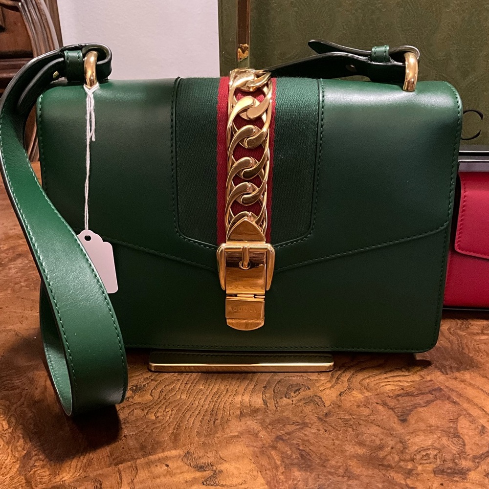Authentic Gucci Sylvia Sherryline Green shoulder Bag